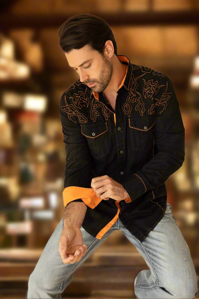 Vintage Washed 2 Tone Embroidered Shirt