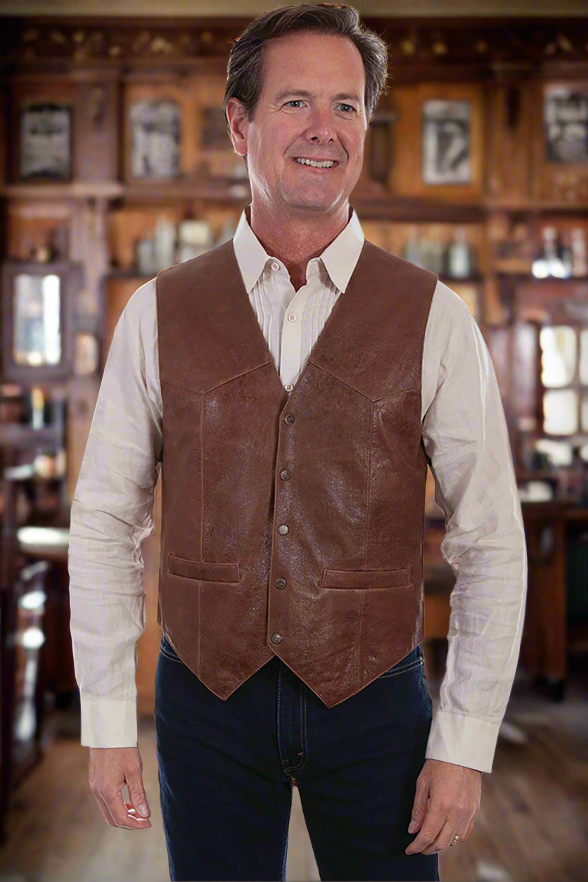 Brown Lambskin Leather Vest