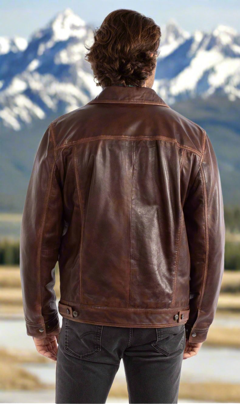 Washed Lambskin Cognac Jean Jacket by Scully in Size S, M, L, XL, 2X, 3X, or 4X