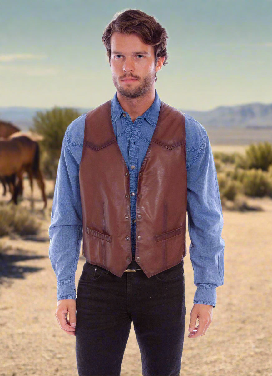 Brown Lambskin Cowboy Vest
