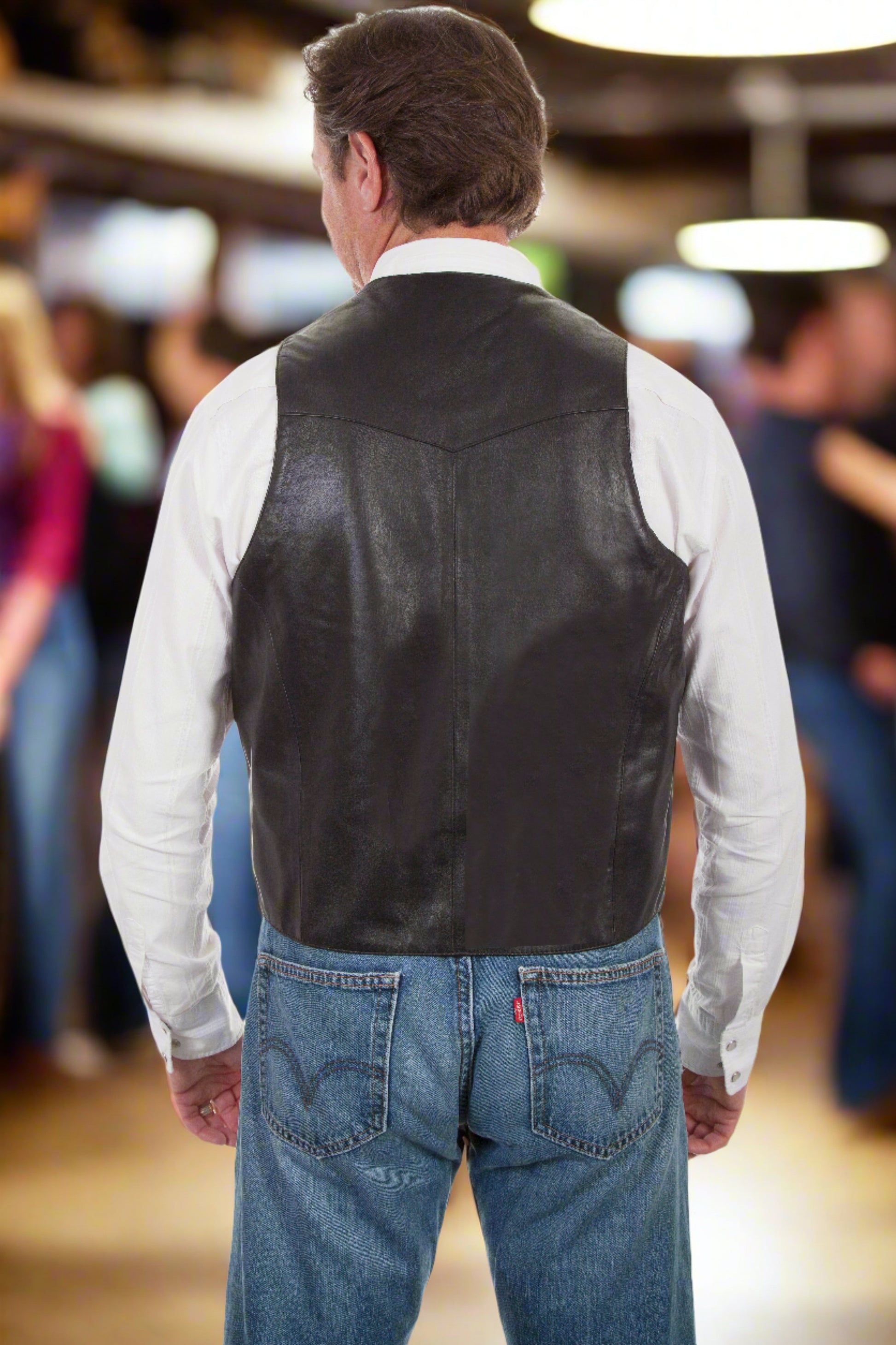 Black Whipstitch Lambskin Leather Vest