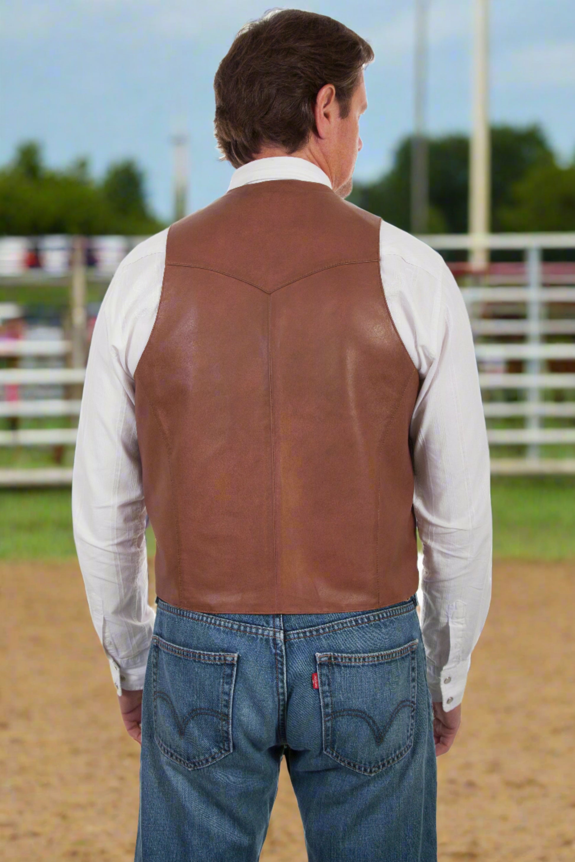 Whipstitch Ranch Tan Leather Vest