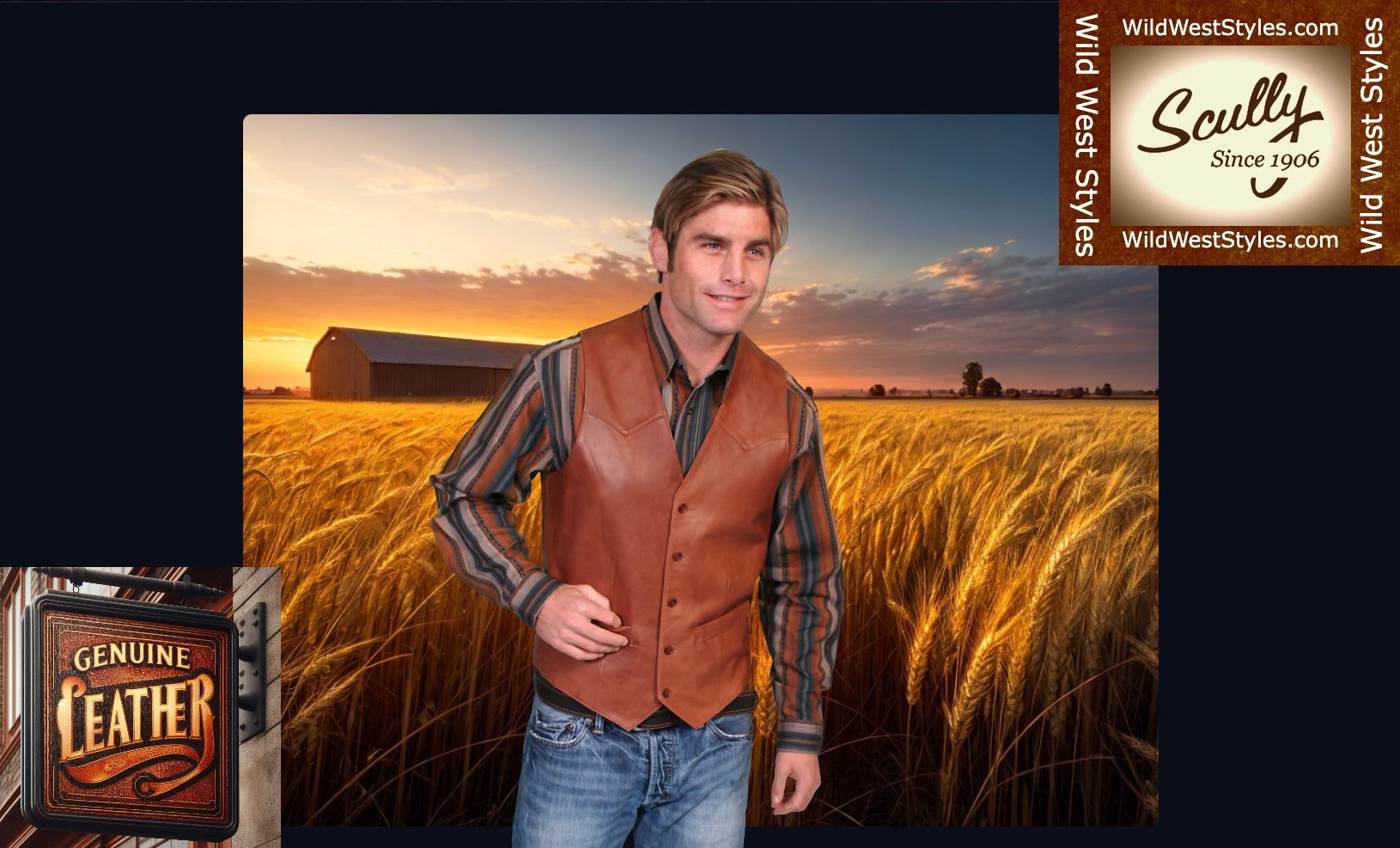 Antique Brown Lambskin Leather Vest with Front Button Closure