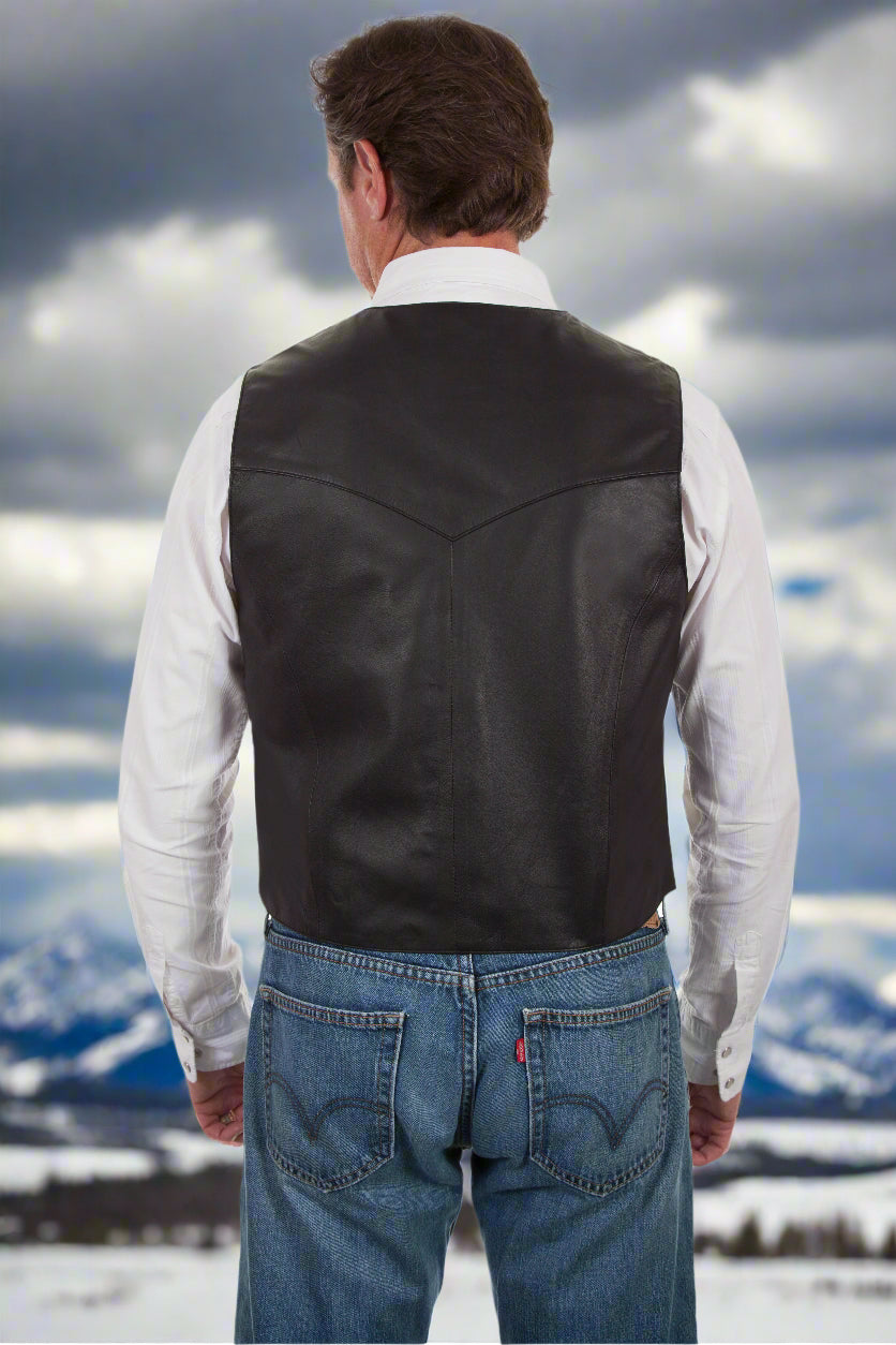 Black Lambskin Classic Western Vest