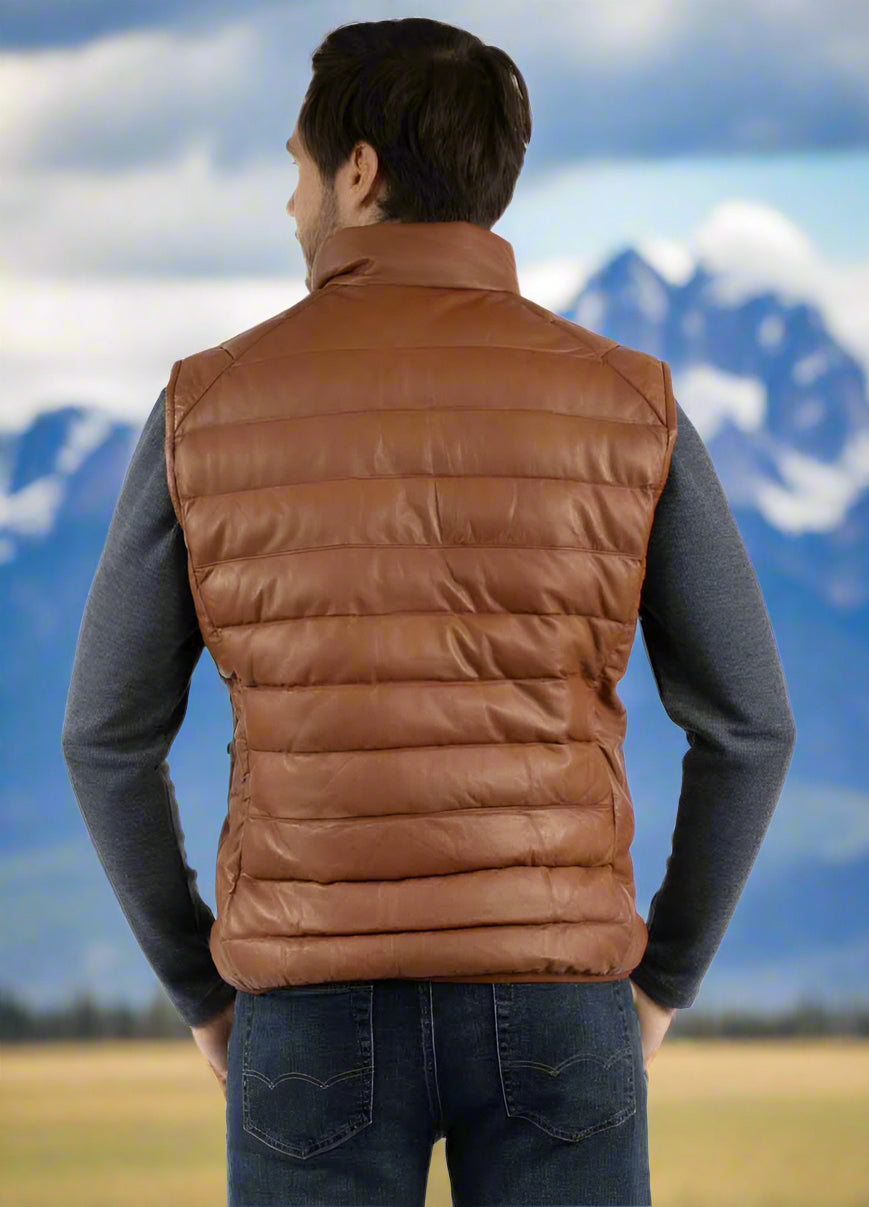 Cognac Luxurious Soft Lamb Puffer Vest