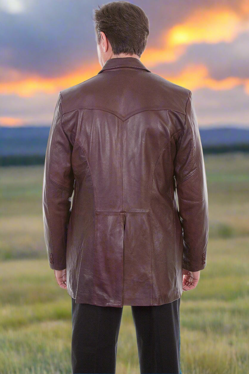 Black Cherry Lambskin Blazer with Genuine Ostrich Trim