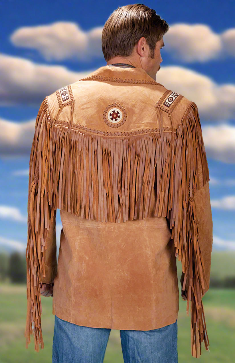 Bourbon Hand Laced Bead Trim Coat with Fringe Long Sizes