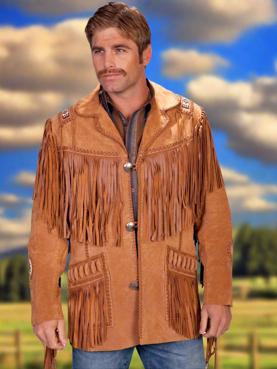 Bourbon Hand Laced Bead Trim Coat with Fringe Long Sizes
