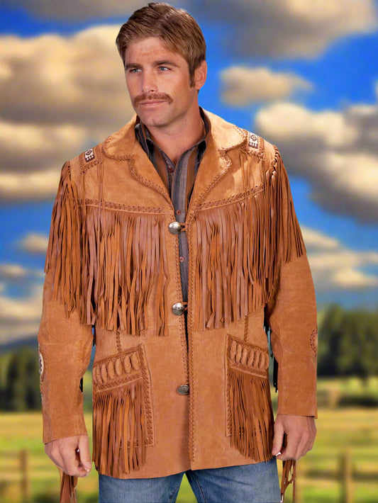 Bourbon Hand Laced Bead Trim Coat with Fringe Long Sizes