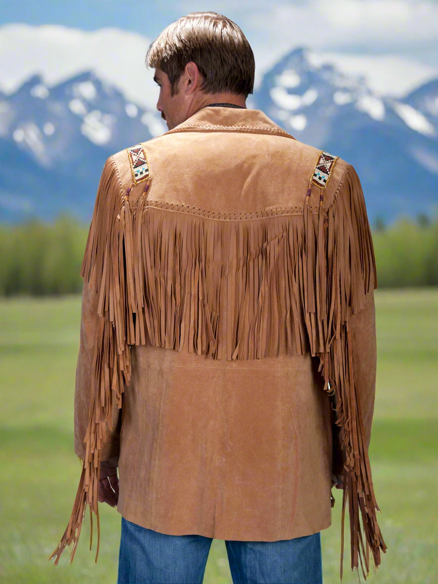 Bourbon Boar Suede Fringe Leather Jacket Extra Long