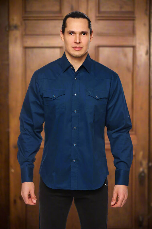 Cattle Drive Ramrod Shirt in Navy Blue by Rodeo Clothing