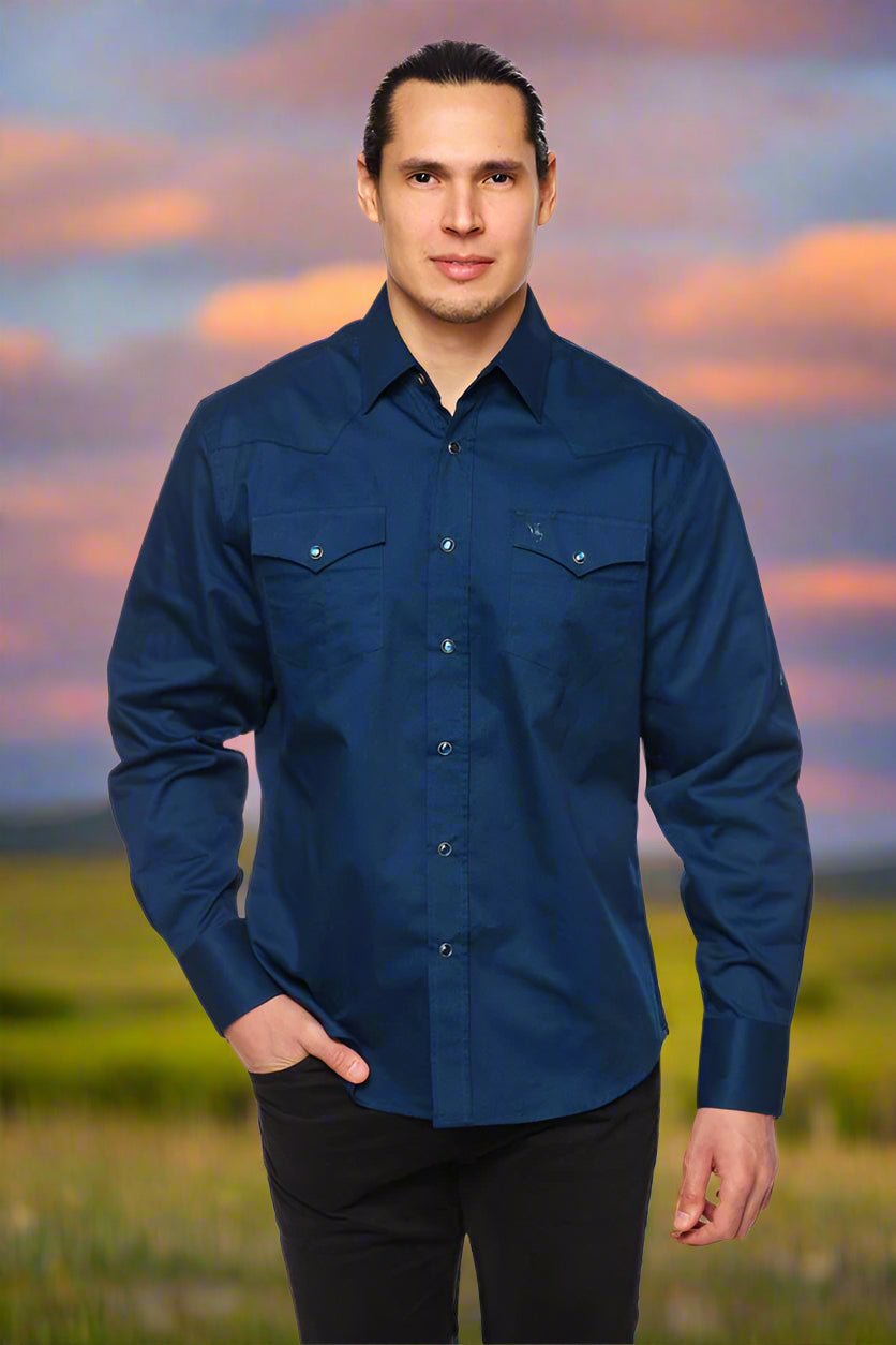 Cattle Drive Ramrod Shirt in Navy Blue by Rodeo Clothing