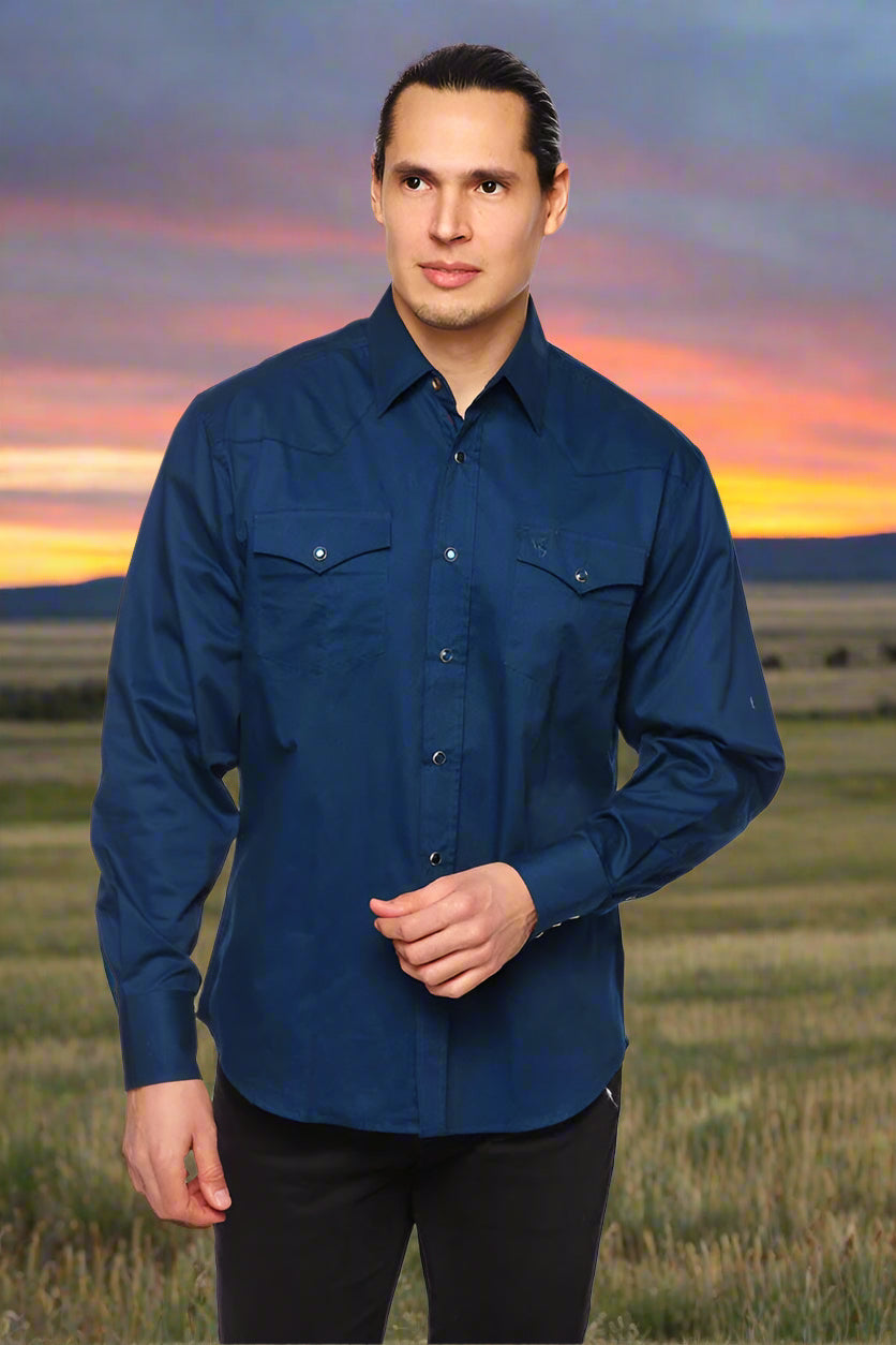 Cattle Drive Ramrod Shirt in Navy Blue by Rodeo Clothing