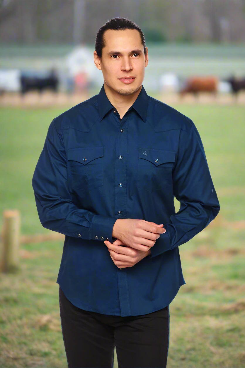 Cattle Drive Ramrod Shirt in Navy Blue by Rodeo Clothing