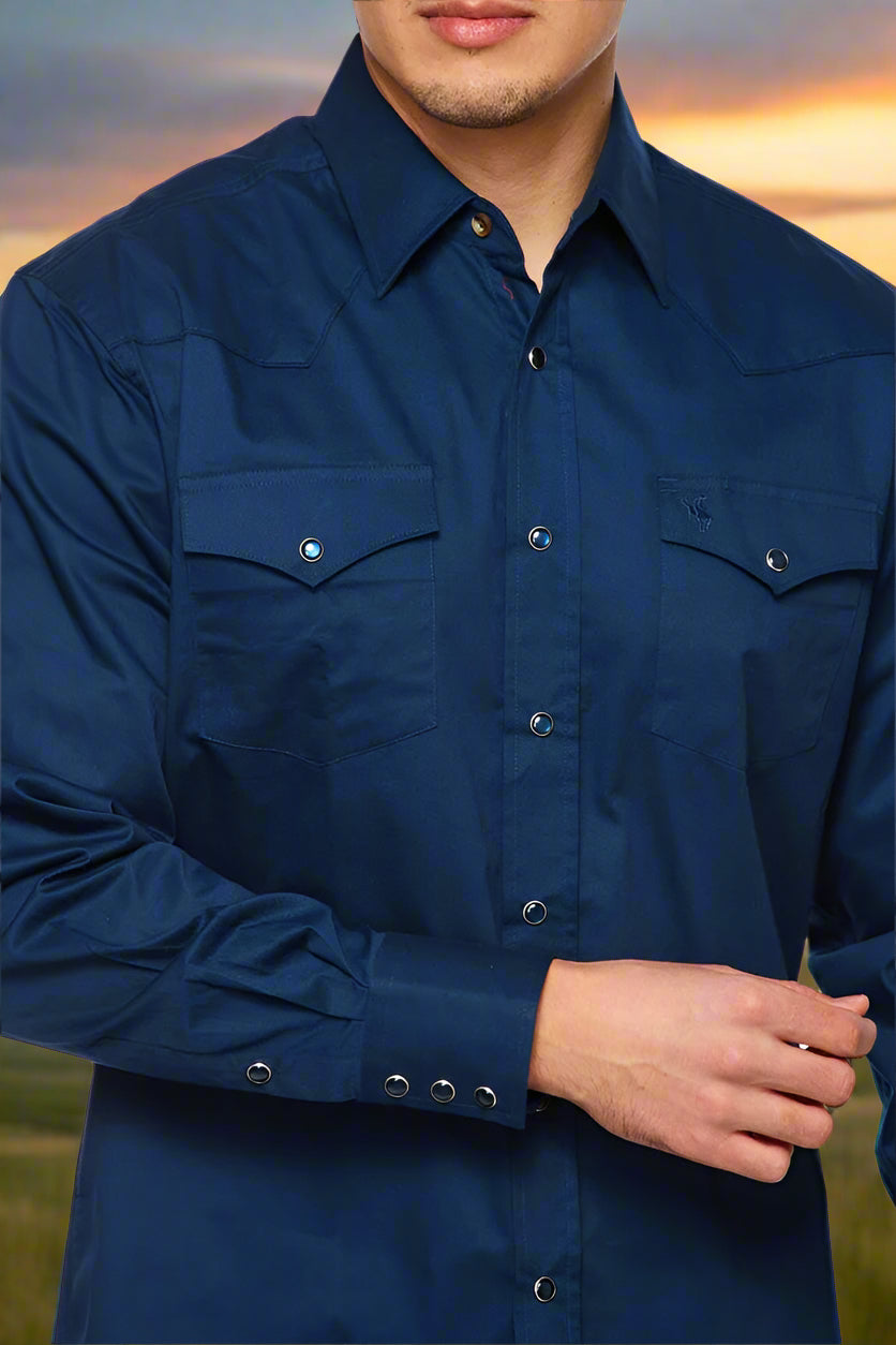 Cattle Drive Ramrod Shirt in Navy Blue by Rodeo Clothing
