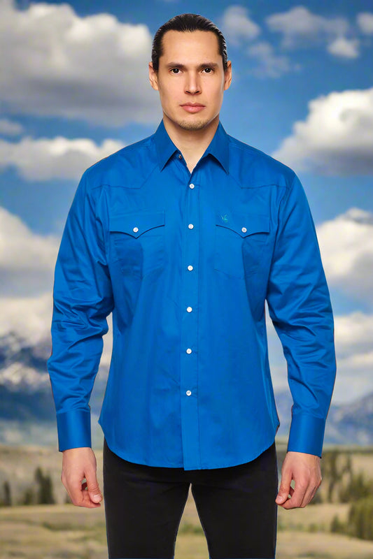 Cattle Drive Ramrod Shirt in Royal Blue by Rodeo Clothing