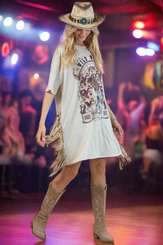 Wild West Loose Tee Shirt Dress