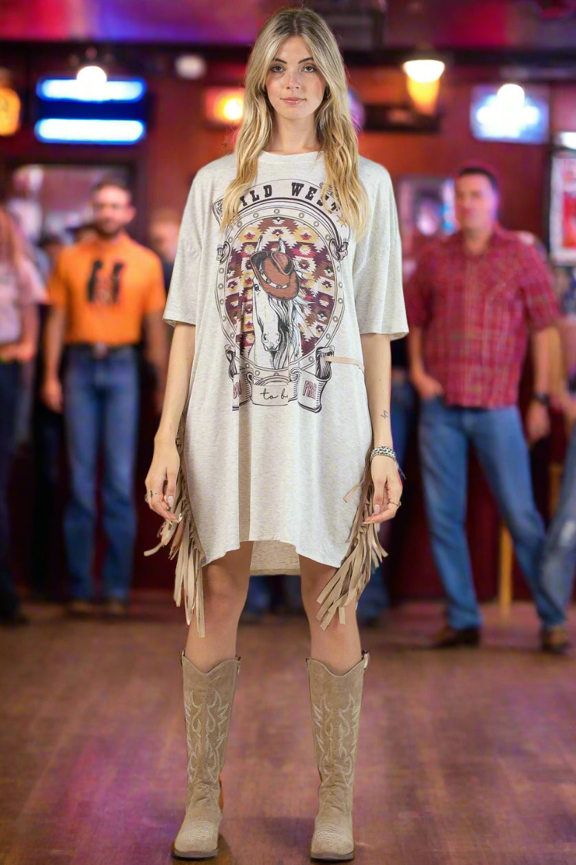 Wild West Loose Tee Shirt Dress
