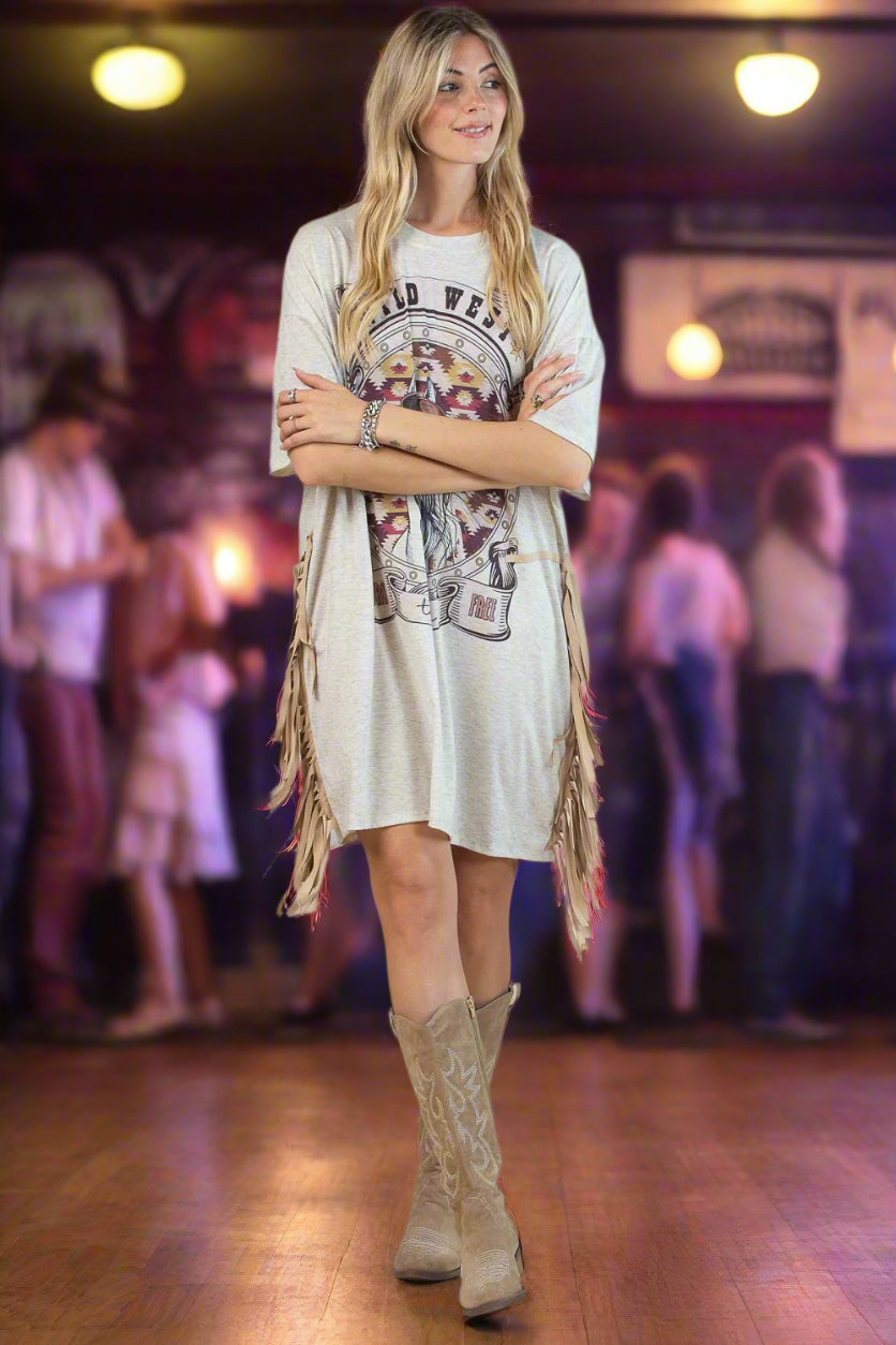 Wild West Loose Tee Shirt Dress