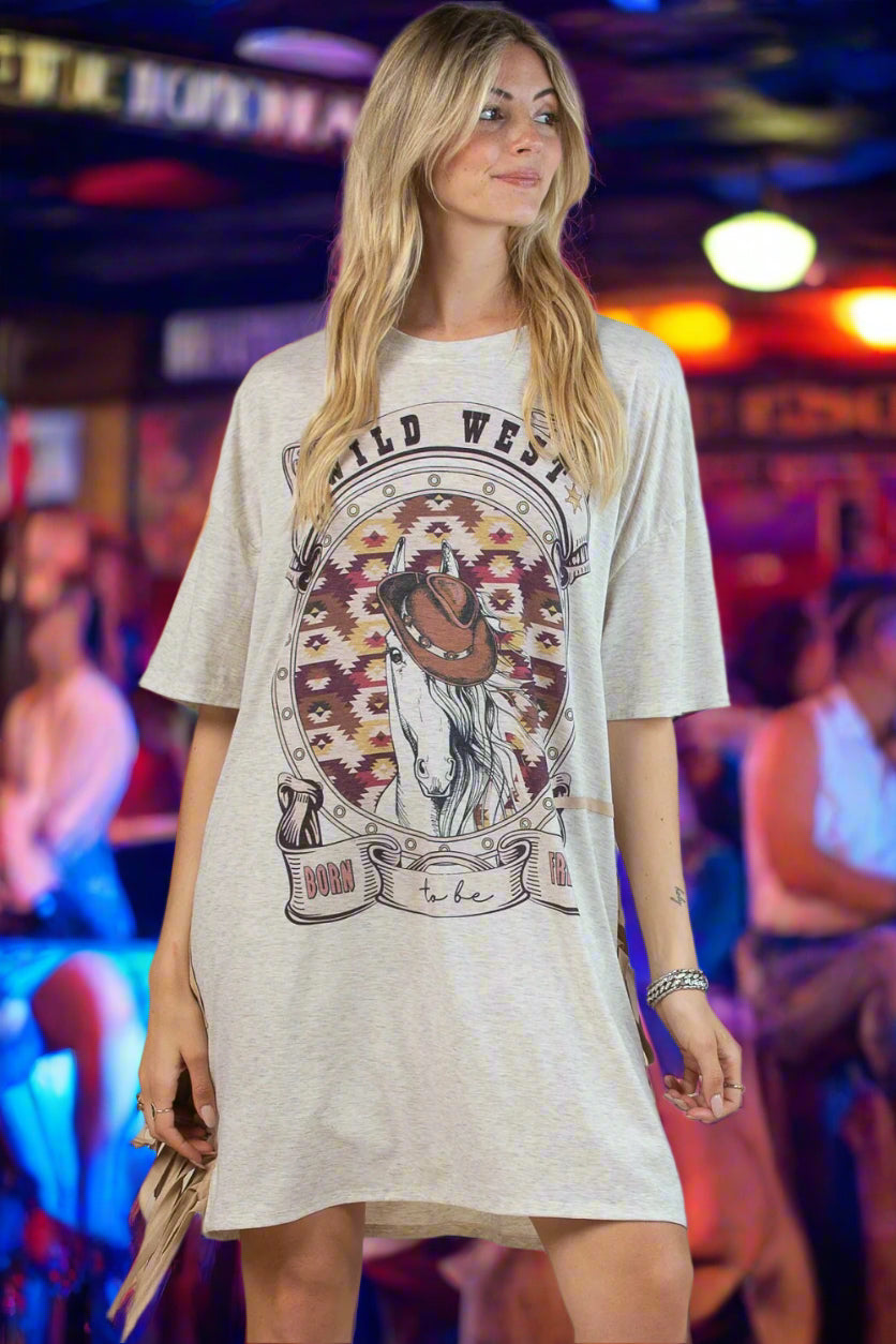 Wild West Loose Tee Shirt Dress