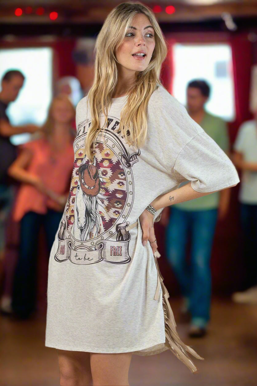 Wild West Loose Tee Shirt Dress