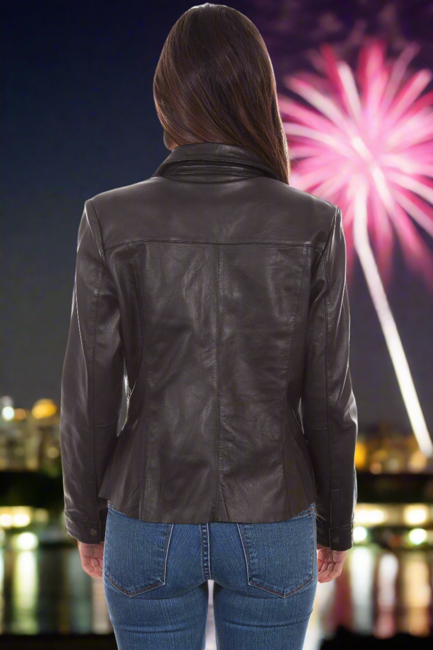 Black Lamb Leather Ladies Jacket