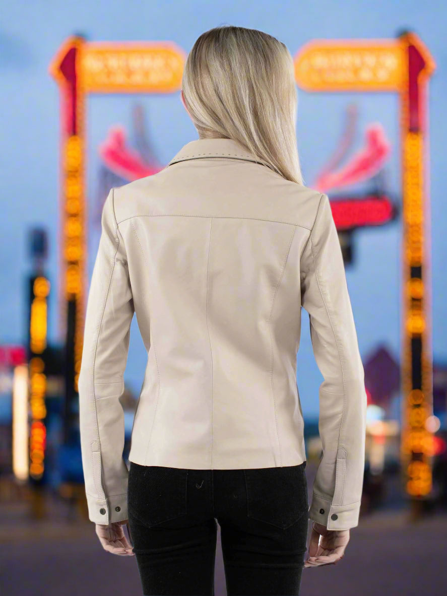 Vanilla Lamb Leather Ladies Jacket