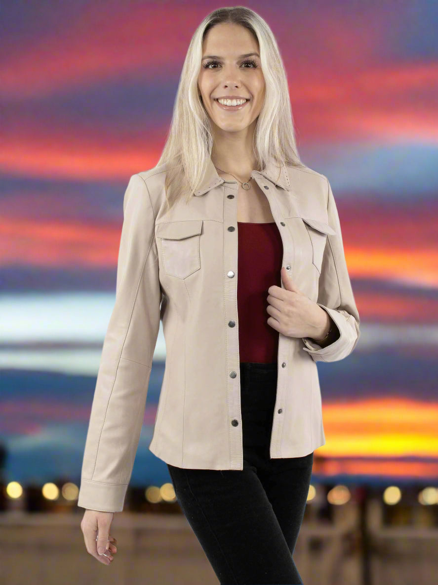 Vanilla Lamb Leather Ladies Jacket
