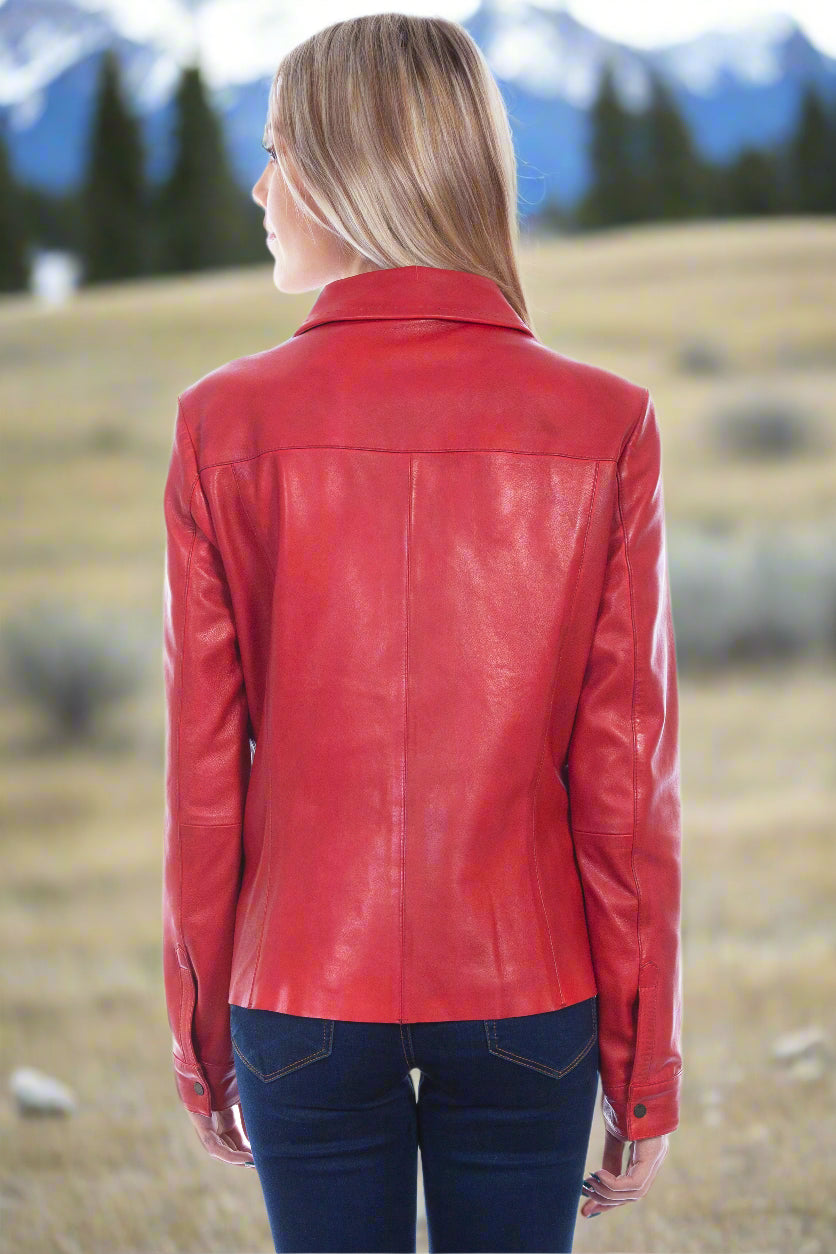 Red Lamb Leather Ladies Jacket