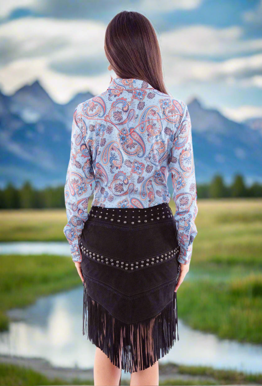 Bold Cowgirl Black Lamb Suede Skirt by Scully in Size XS, S, M, L, XL, or XXL