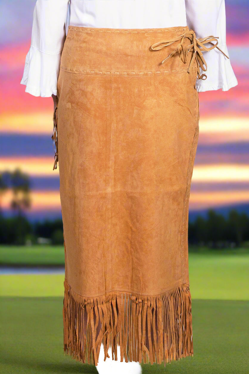 Old Rust Long Suede Fringe Skirt by Scully in Size XS, S, M, L, XL, or XXL