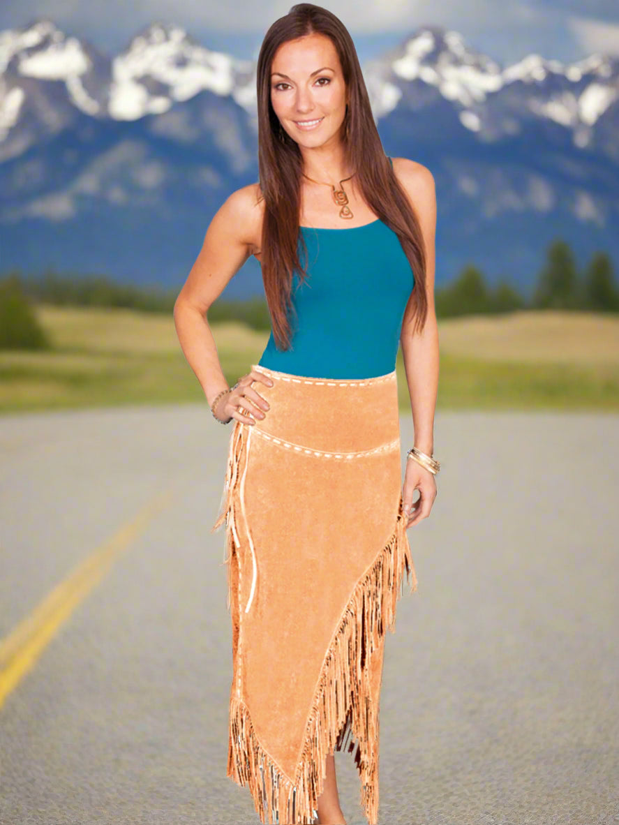 Old Rust Long Suede Fringe Skirt by Scully in Size XS, S, M, L, XL, or XXL