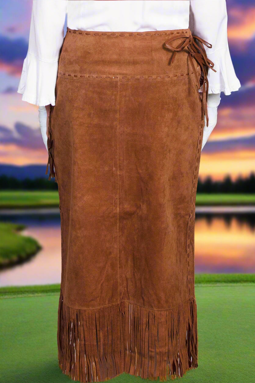 Cinnamon Long Suede Fringe Skirt by Scully in Size XS, S, M, L, XL, or XXL