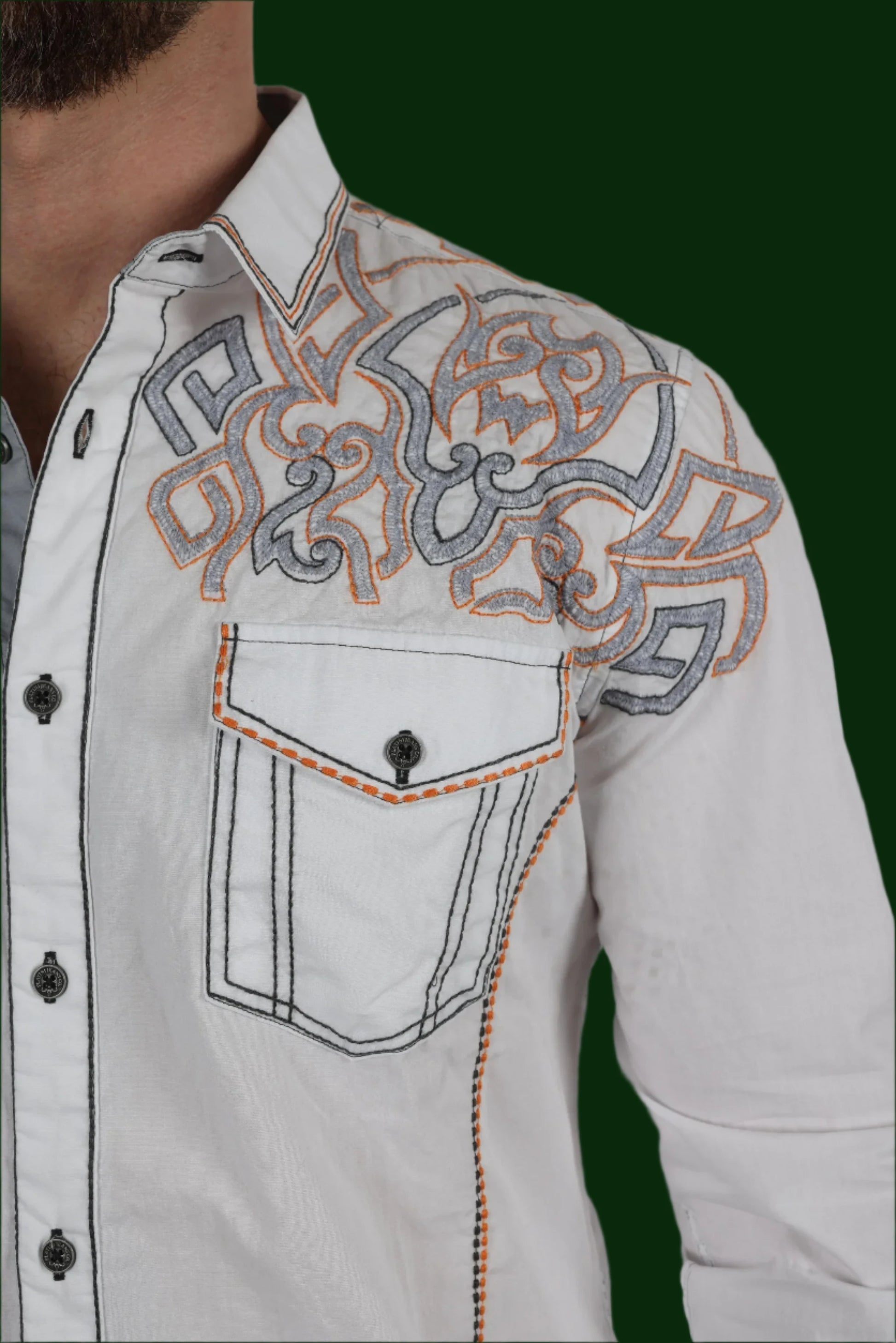 Vintage Washed 2 Tone Embroidered Shirt