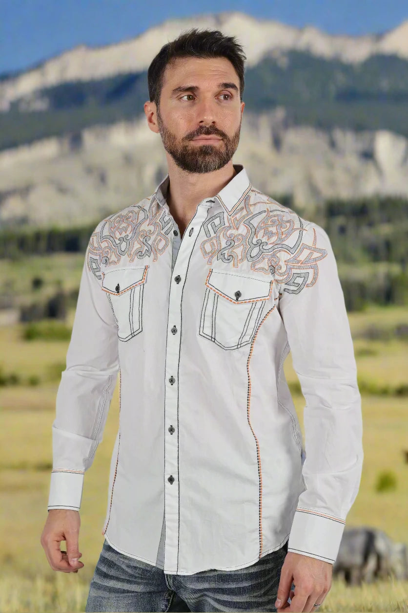 Vintage Washed 2 Tone Embroidered Shirt