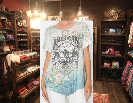 American Cowgirl Pink Short Sleeve Top