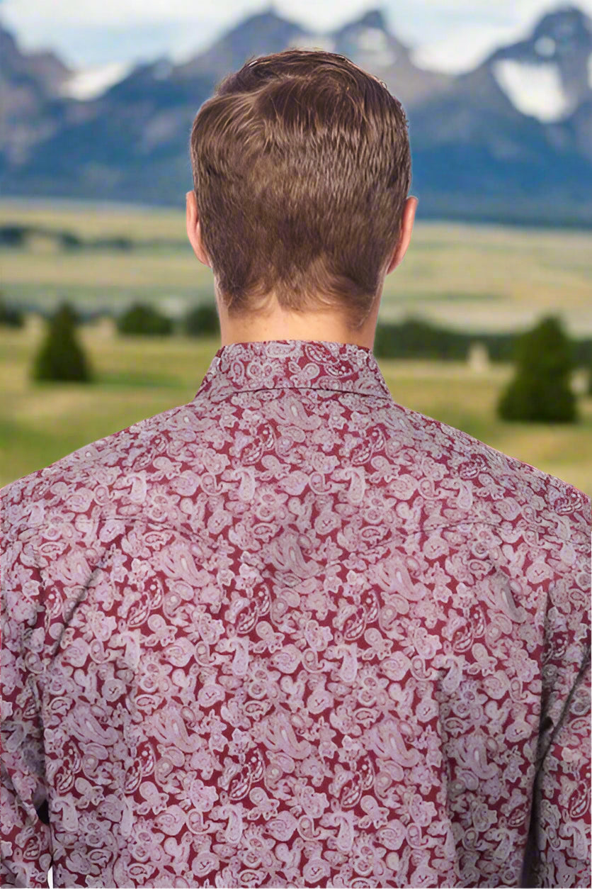 Western Pearl Snap Paisley Print Shirt