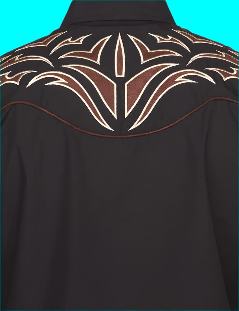 Bull Rider Western Embroidered Shirt by Rodeo Clothing in Black in Size S, M, L, XL, or XXL