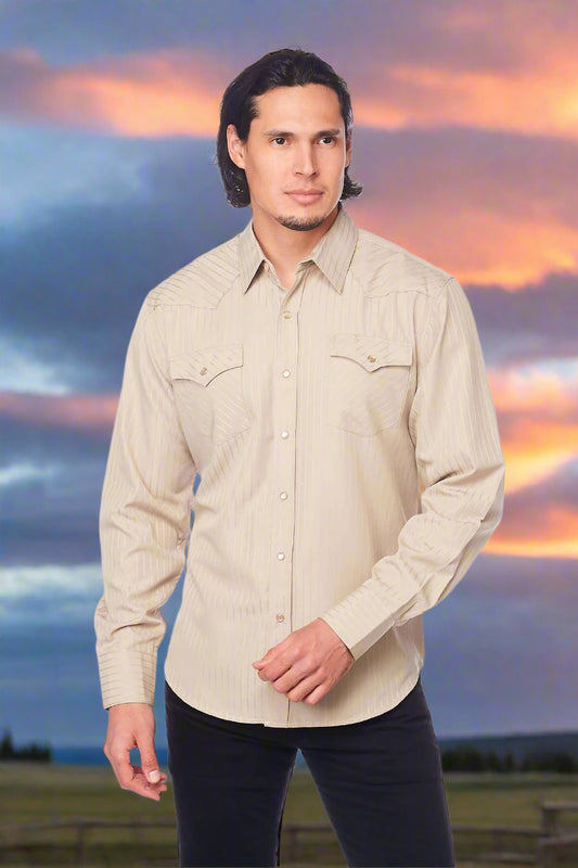 Tone on Tone Western Cowboy Beige Shirt
