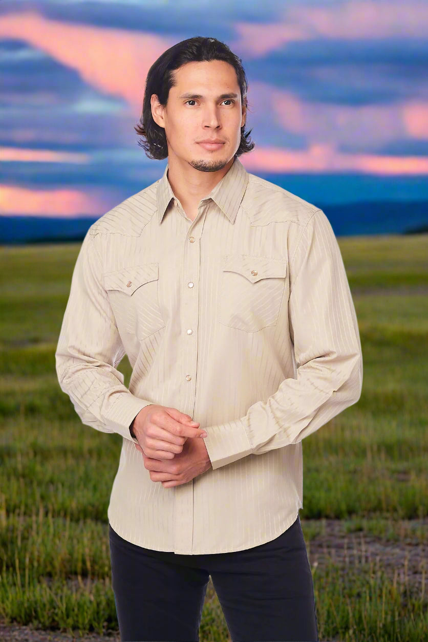 Tone on Tone Western Cowboy Beige Shirt