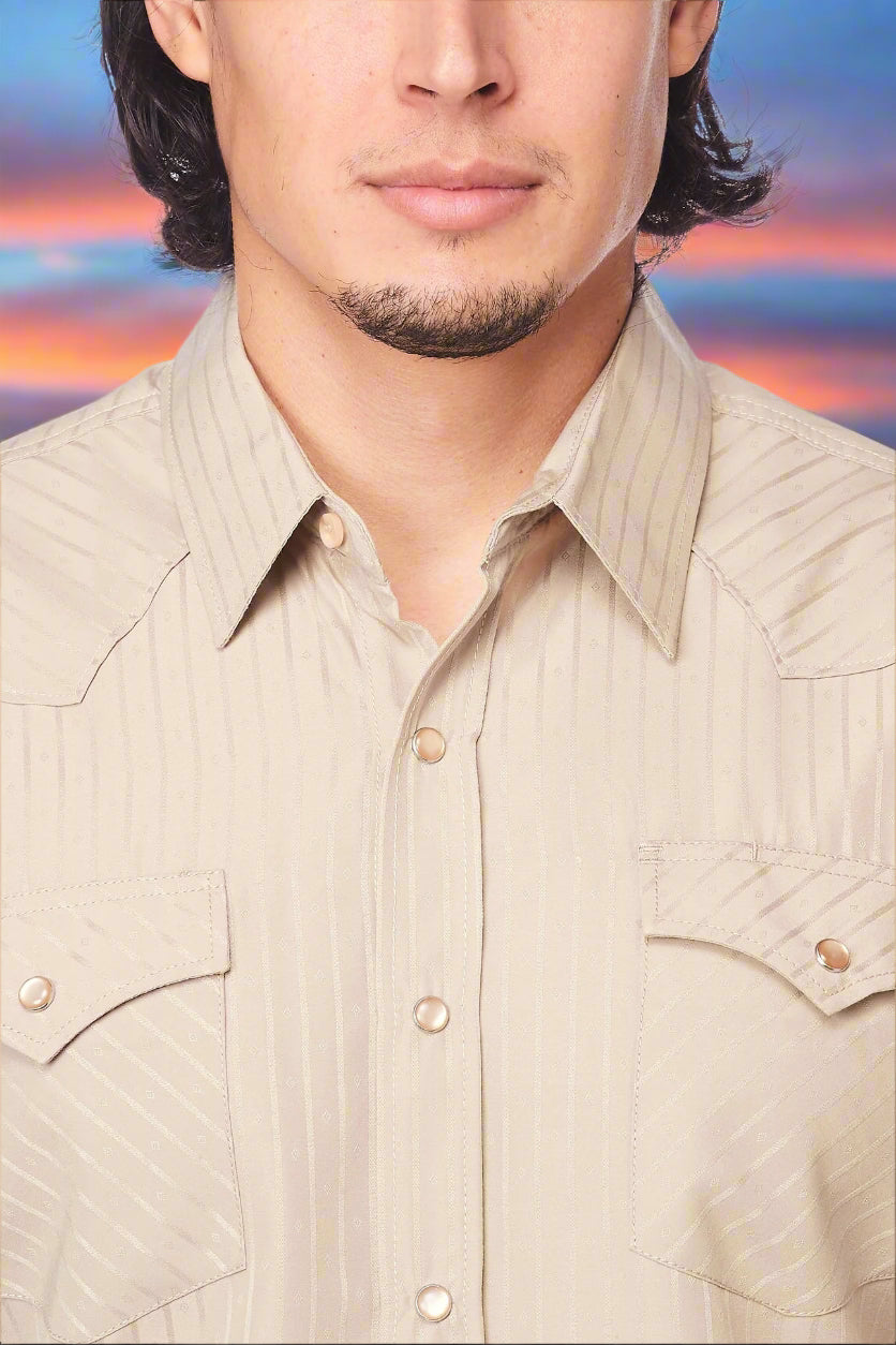 Tone on Tone Western Cowboy Beige Shirt