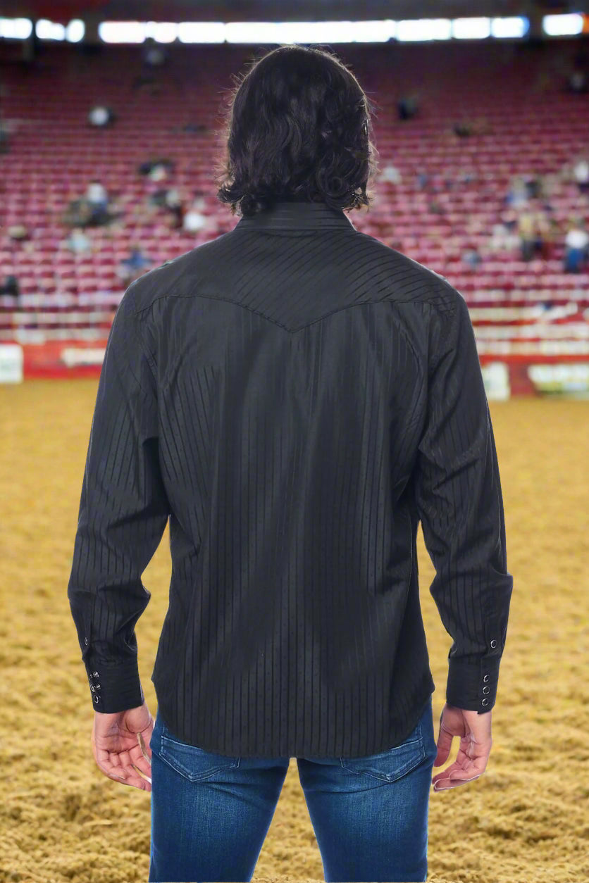 Tone on Tone Western Cowboy Black Shirt