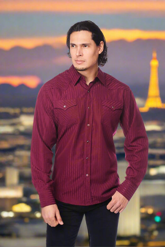 Tone on Tone Western Cowboy Burgundy Shirt