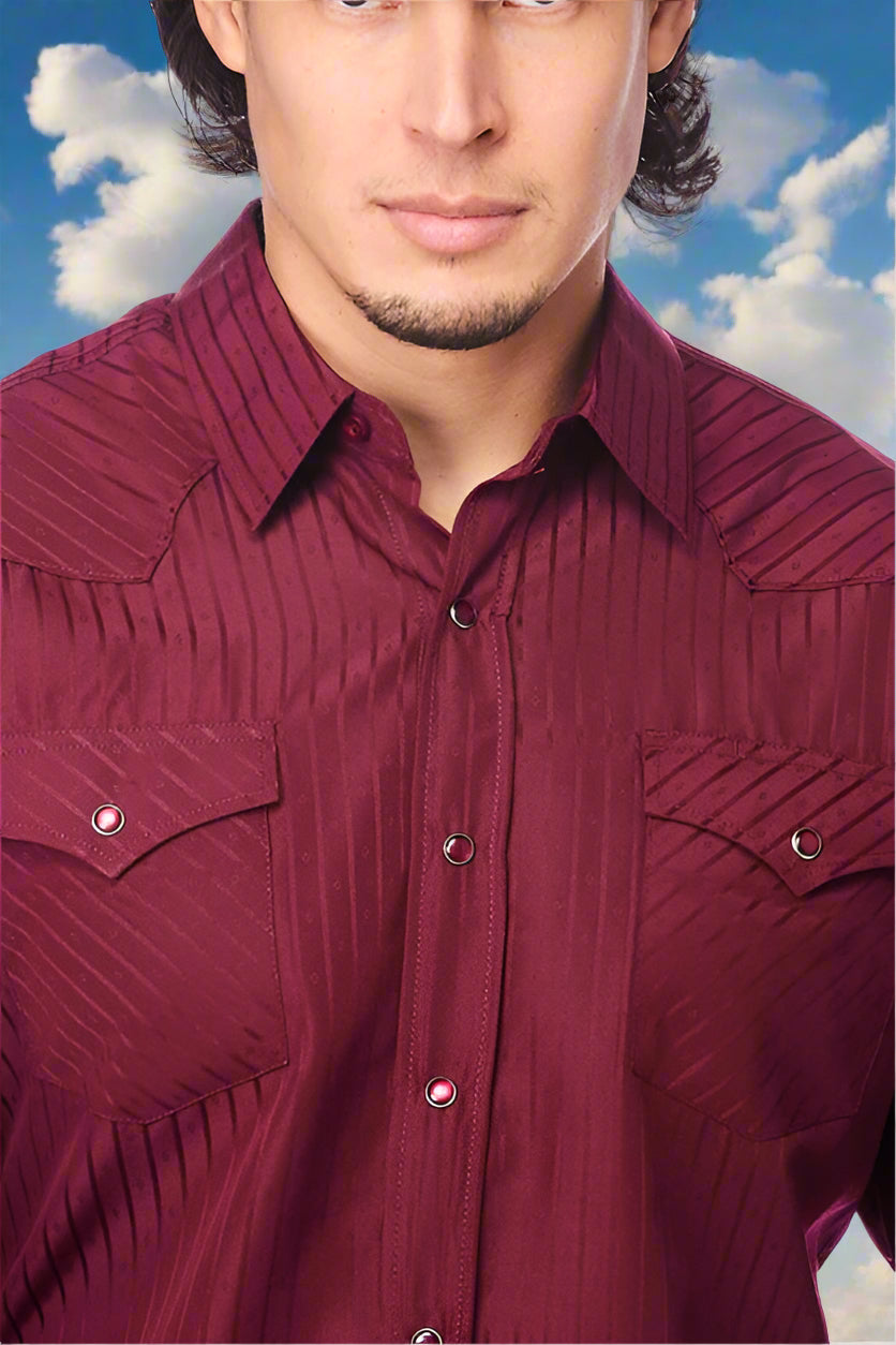 Tone on Tone Western Cowboy Burgundy Shirt