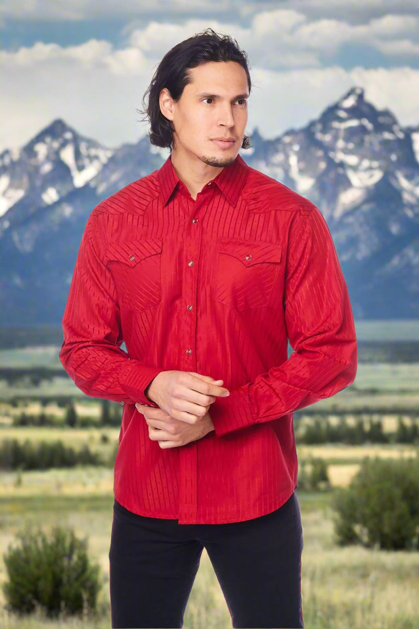 Tone on Tone Western Cowboy Red Shirt