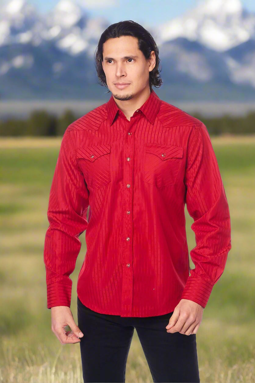 Tone on Tone Western Cowboy Red Shirt