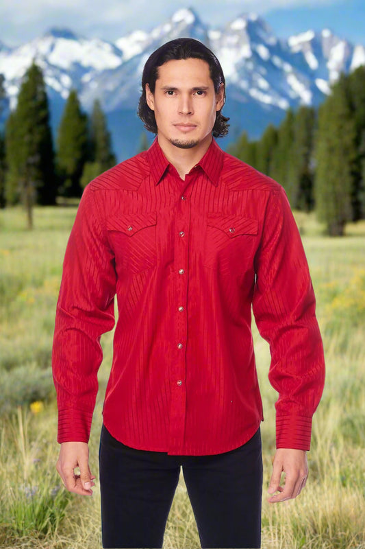Tone on Tone Western Cowboy Red Shirt