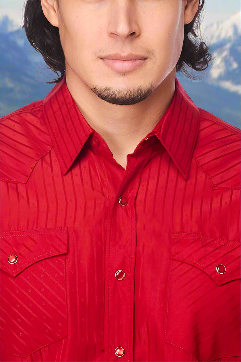 Tone on Tone Western Cowboy Red Shirt