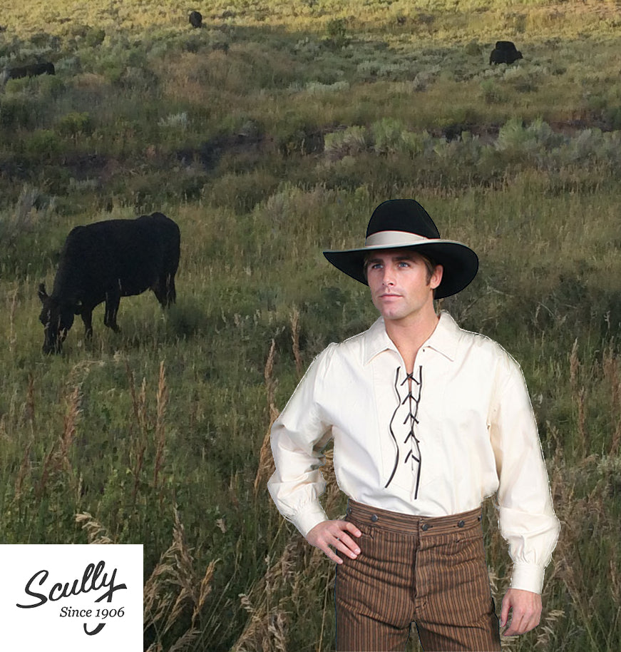 Classic Pullover Style Shirt by Scully Rangewear in Black or Natural