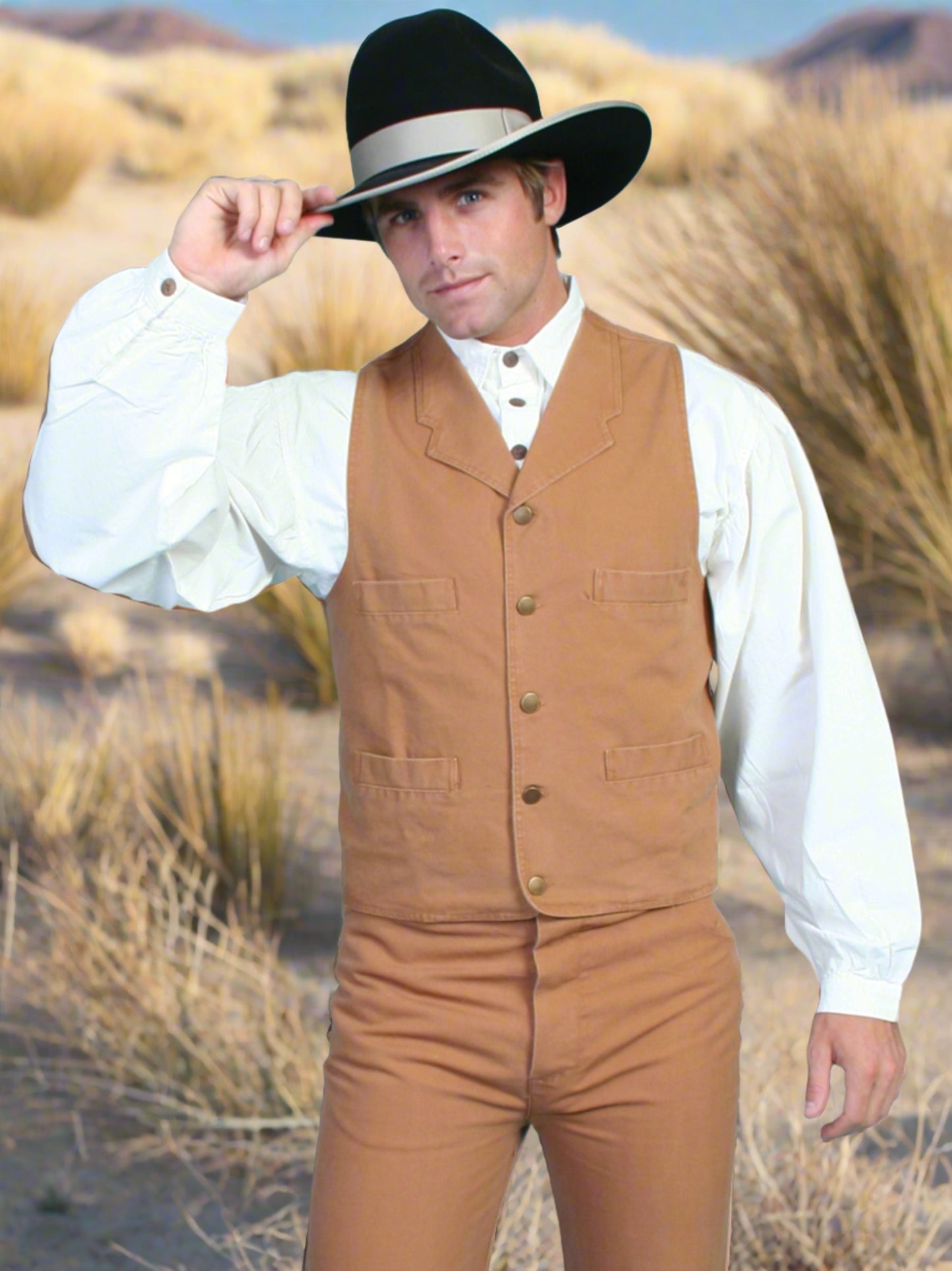 Durable 100% Cotton Canvas Brown Vest